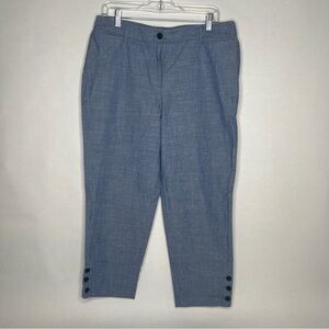 Talbots Pants Women Size 12 Blue Chambray The Perfect Crop Cropped Comfort Dress